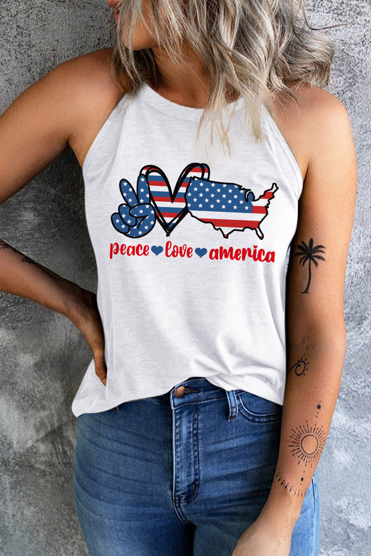 PEACE LOVE AMERICA Graphic Tank-Teresa&#39;s Fashionista LLC