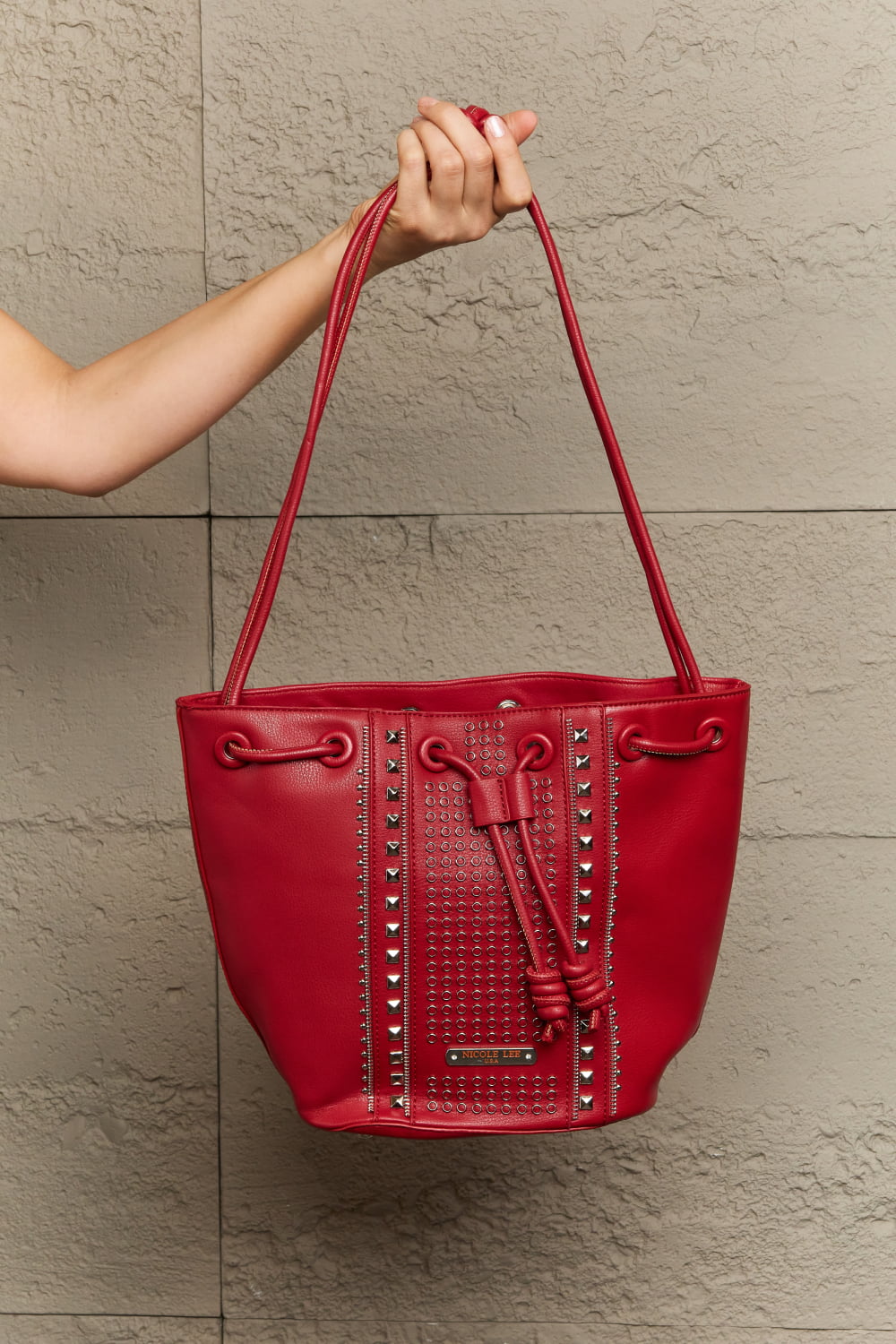 Nicole Lee USA Amy Studded Bucket Bag-Teresa&#39;s Fashionista LLC