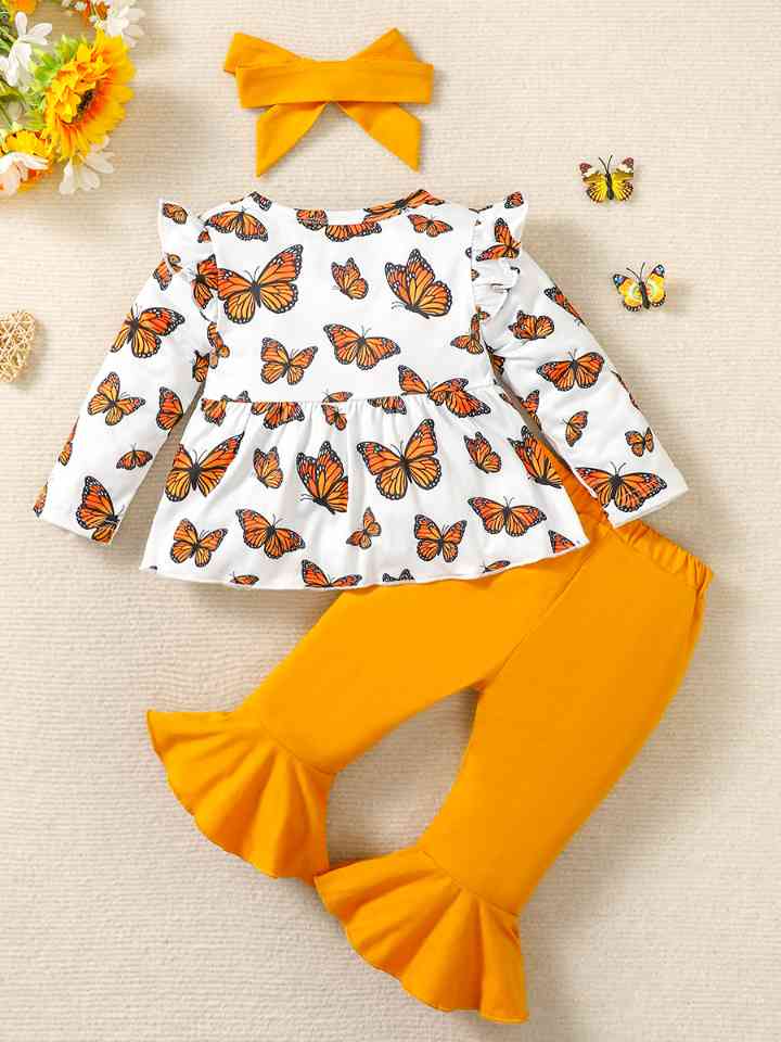 Butterfly Print Top and Pants Set-Teresa&#39;s Fashionista LLC