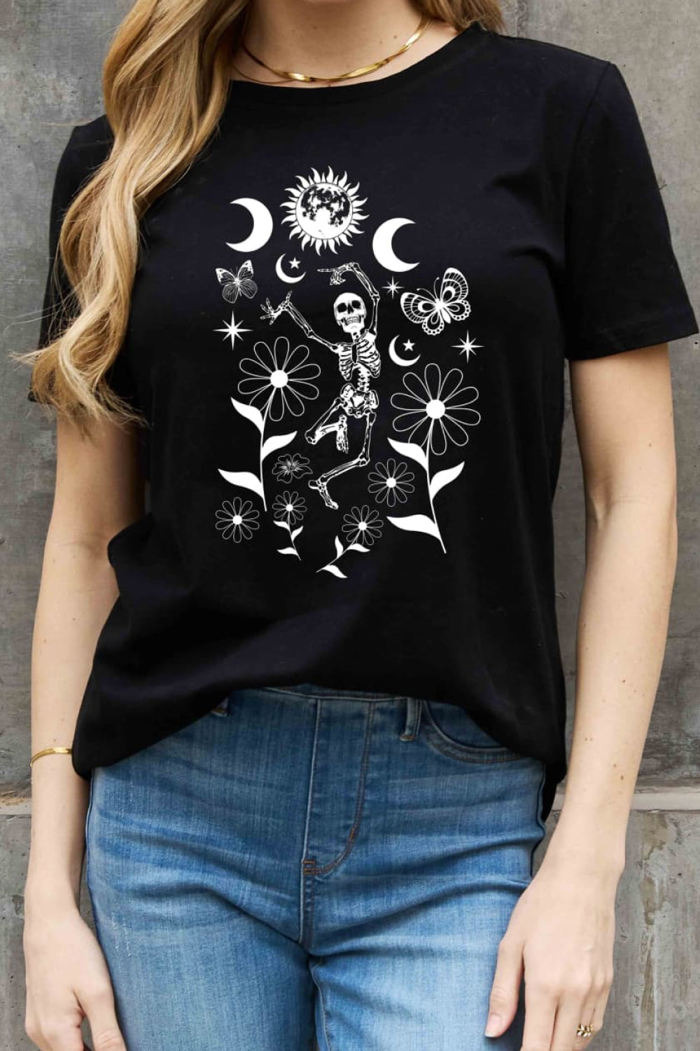 Simply Love Full Size Skeleton Graphic Cotton Tee-Teresa&#39;s Fashionista LLC