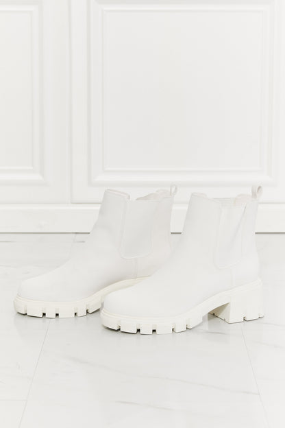 MMShoes Work For It Matte Lug Sole Chelsea Boots in White-Teresa&#39;s Fashionista LLC