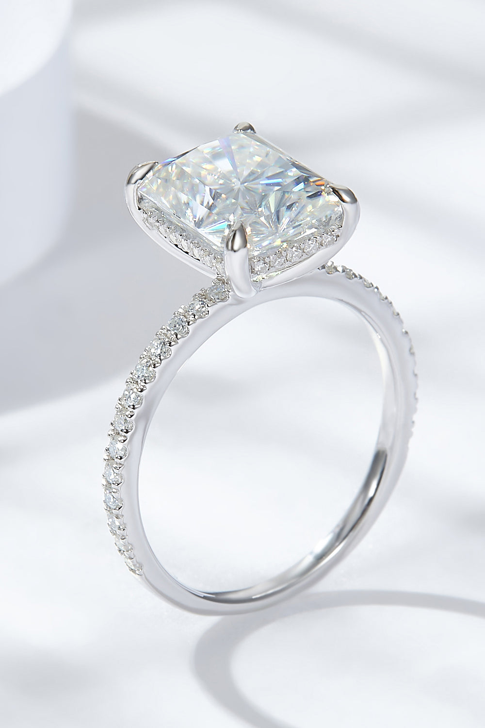 4 Carat Moissanite 4-Prong Side Stone Ring-Teresa&#39;s Fashionista LLC