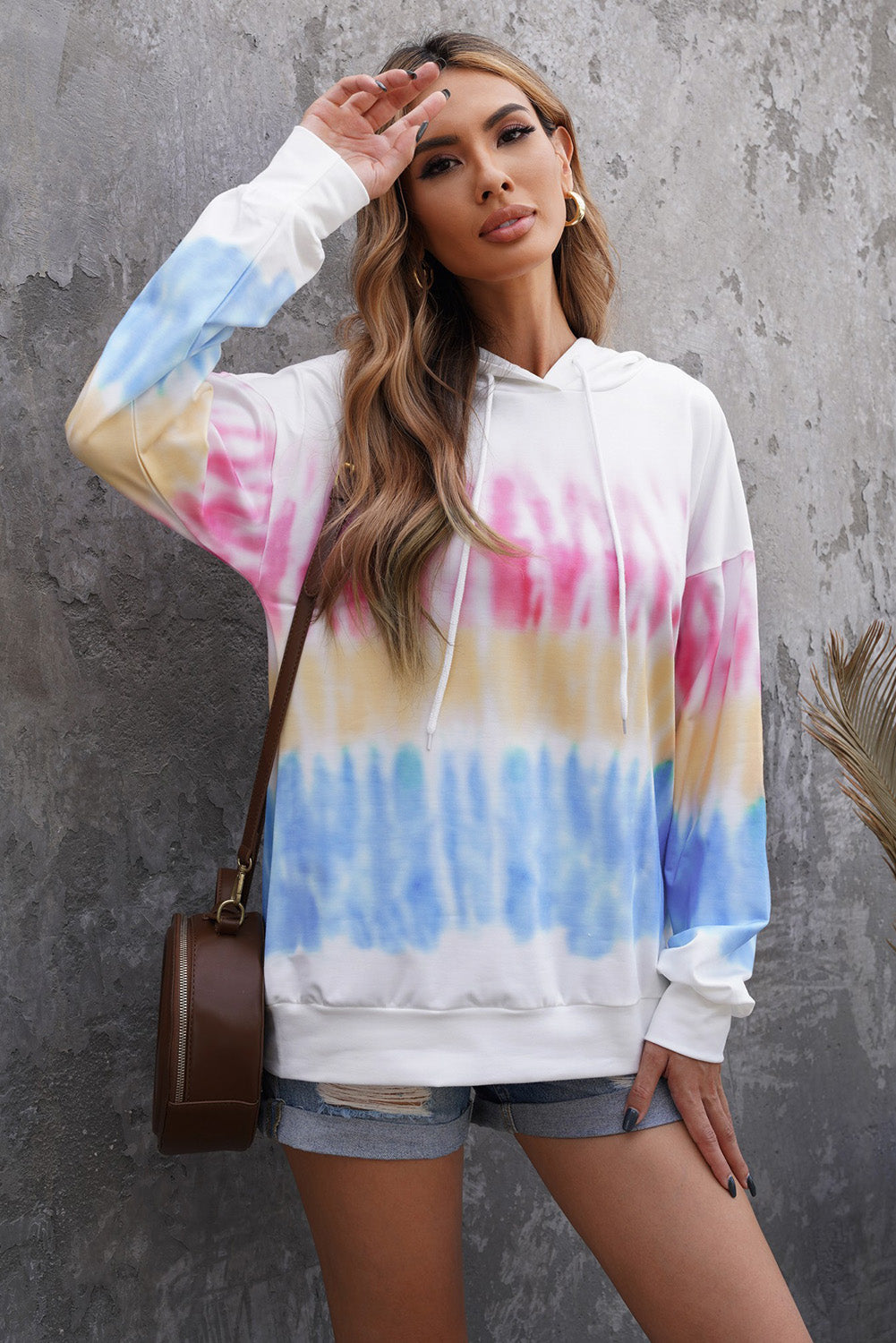 Tie-Dye Drawstring Pullover Hoodie-Teresa&#39;s Fashionista LLC