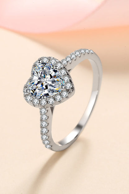 1 Carat Moissanite Heart-Shaped Ring-Teresa&#39;s Fashionista LLC