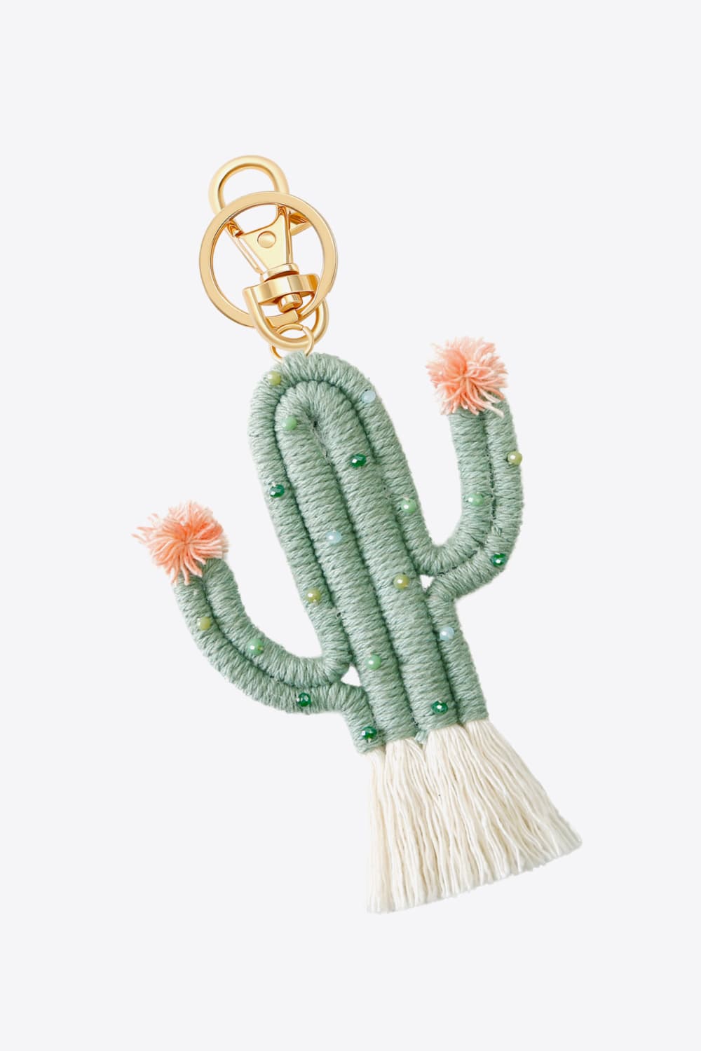 Bead Trim Cactus Keychain with Fringe-Teresa&#39;s Fashionista LLC