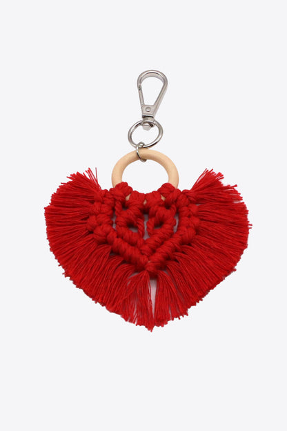 Assorted 4-Pack Heart-Shaped Macrame Fringe Keychain-Teresa&#39;s Fashionista LLC