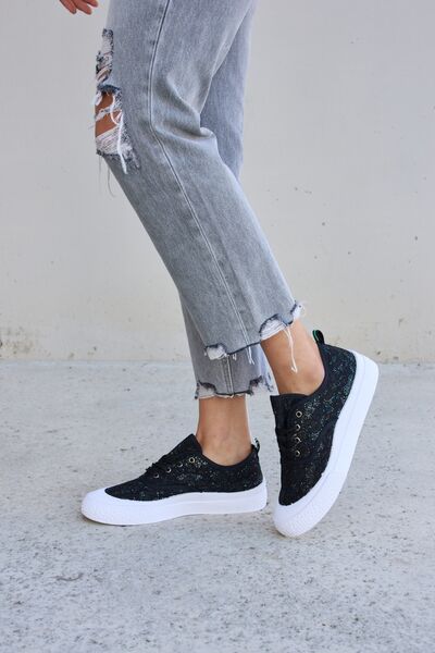 Forever Link Sequin Lace-Up Platform Sneakers-Teresa&#39;s Fashionista LLC