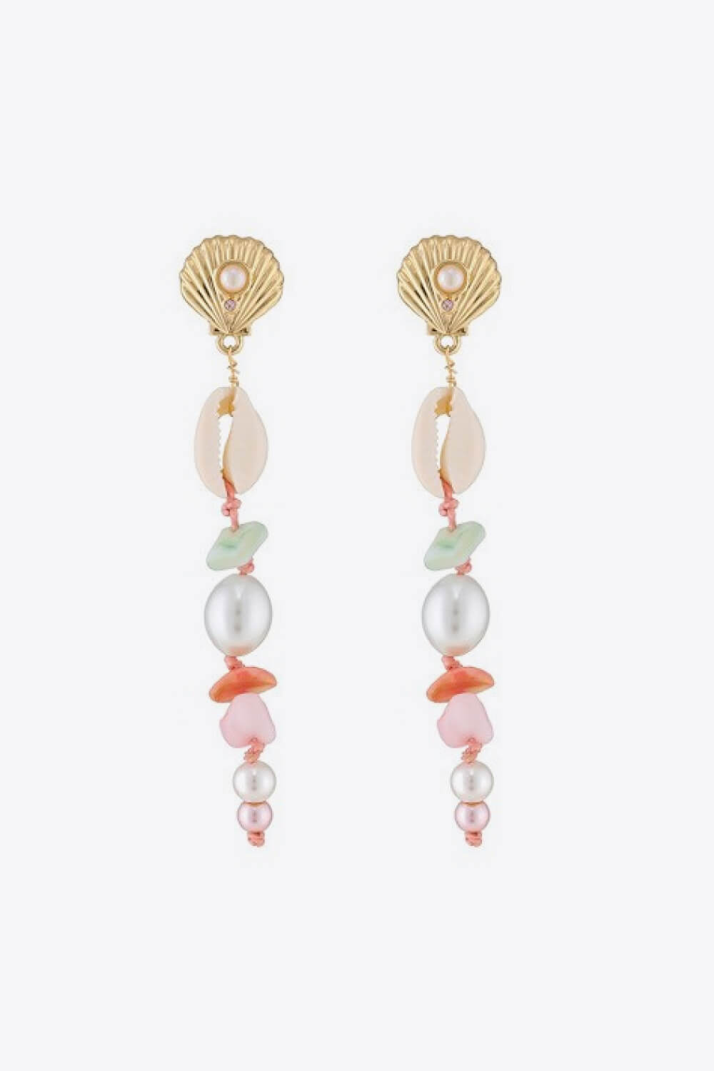 Synthetic Pearl Shell Drop Earrings-Teresa&#39;s Fashionista LLC