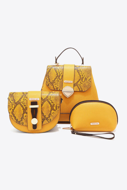 Nicole Lee USA Python 3-Piece Bag Set-Teresa&#39;s Fashionista LLC