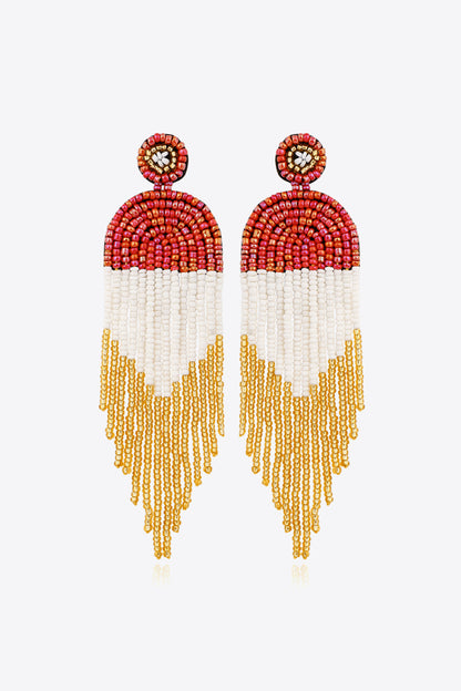 Beaded Fringe Dangle Earrings-Teresa&#39;s Fashionista LLC