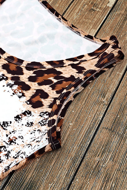 Leopard Color Block Scoop Neck Tunic Tank-Teresa&#39;s Fashionista LLC