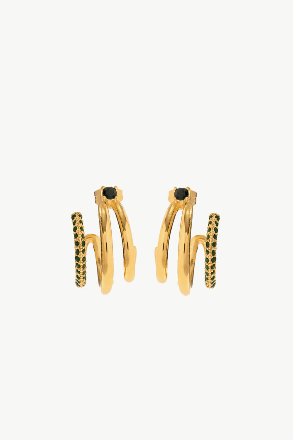 18K Gold Plated Cubic Zirconia Wrap C-Hoop Earrings-Teresa&#39;s Fashionista LLC