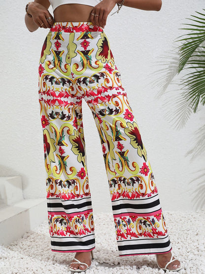 Printed High-Rise Wide Leg Pants-Teresa&#39;s Fashionista LLC