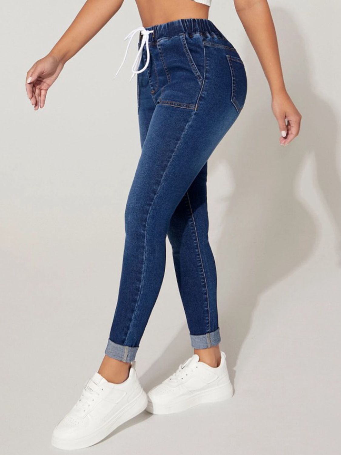 Drawstring Cropped Jeans-Teresa&#39;s Fashionista LLC