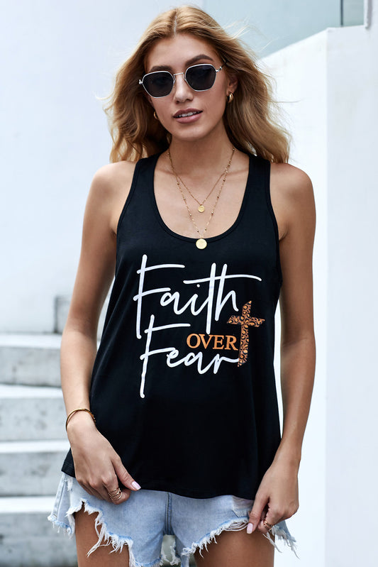 Cross Faith Over Fear Tank-Teresa&#39;s Fashionista LLC