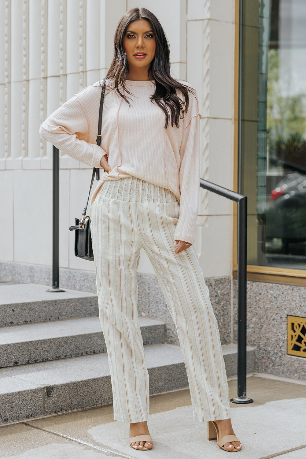 Striped Smocked Waist Wide Leg Pants-Teresa&#39;s Fashionista LLC