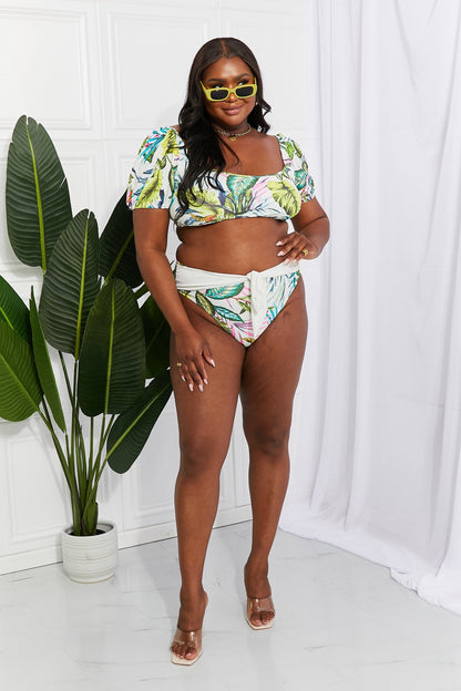 Marina West Swim Vacay Ready Puff Sleeve Bikini in Floral-Teresa&#39;s Fashionista LLC