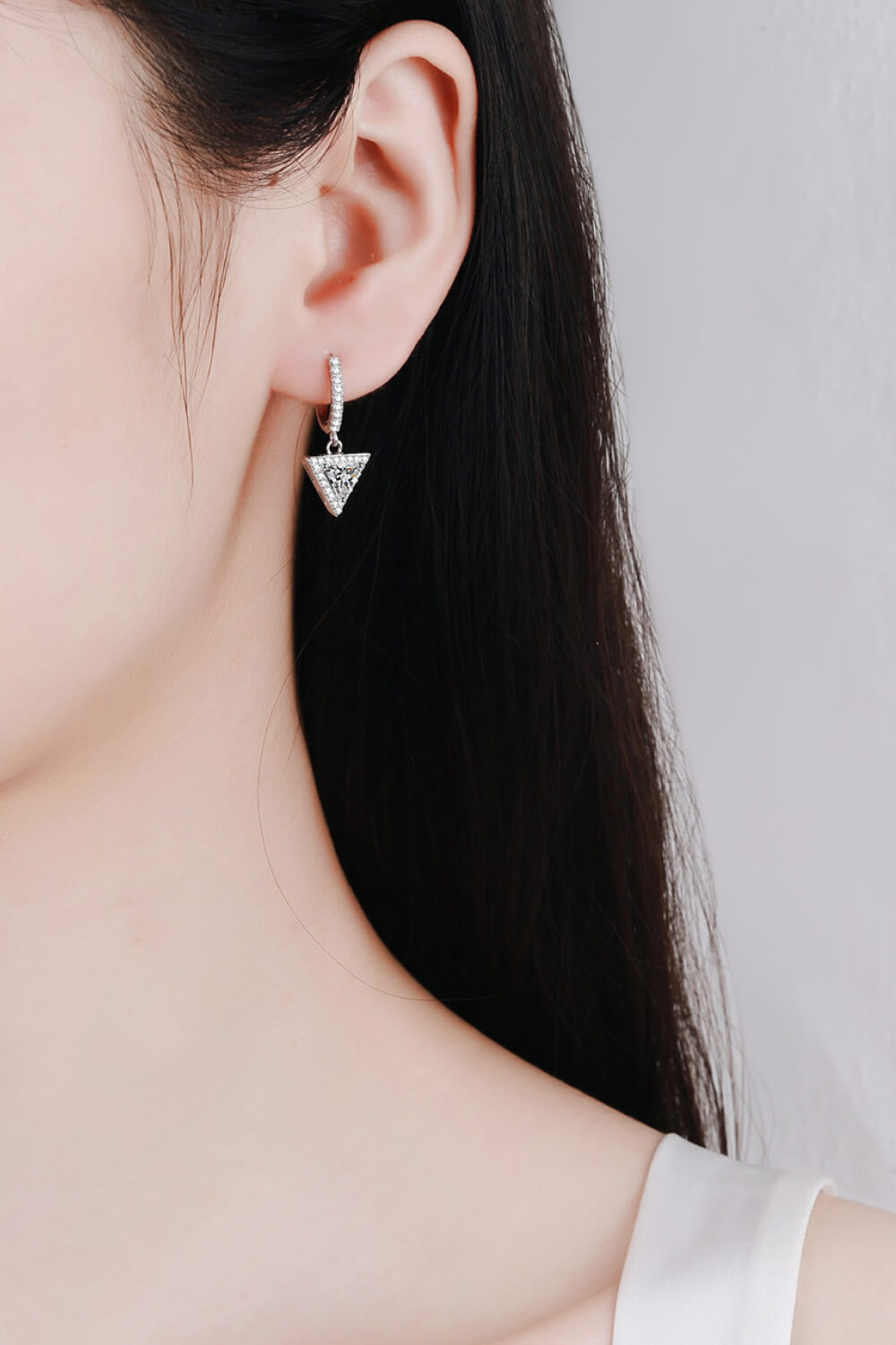 Moissanite Triangle Drop Earrings-Teresa&#39;s Fashionista LLC