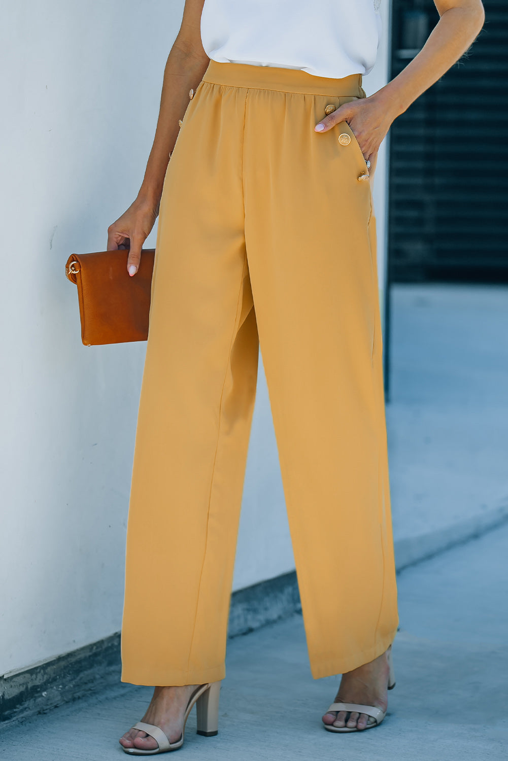 High Waist Wide Leg Pants with Pockets-Teresa&#39;s Fashionista LLC