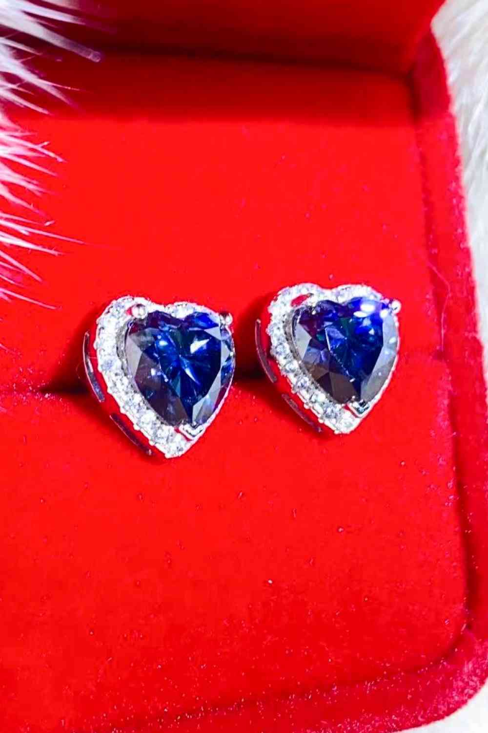 4 Carat Moissanite Heart-Shaped Stud Earrings-Teresa&#39;s Fashionista LLC