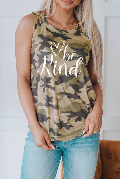 BE KIND Graphic Camouflage Tank-Teresa&#39;s Fashionista LLC