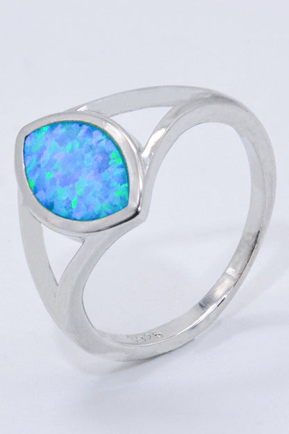 925 Sterling Silver Split Shank Opal Ring-Teresa&#39;s Fashionista LLC