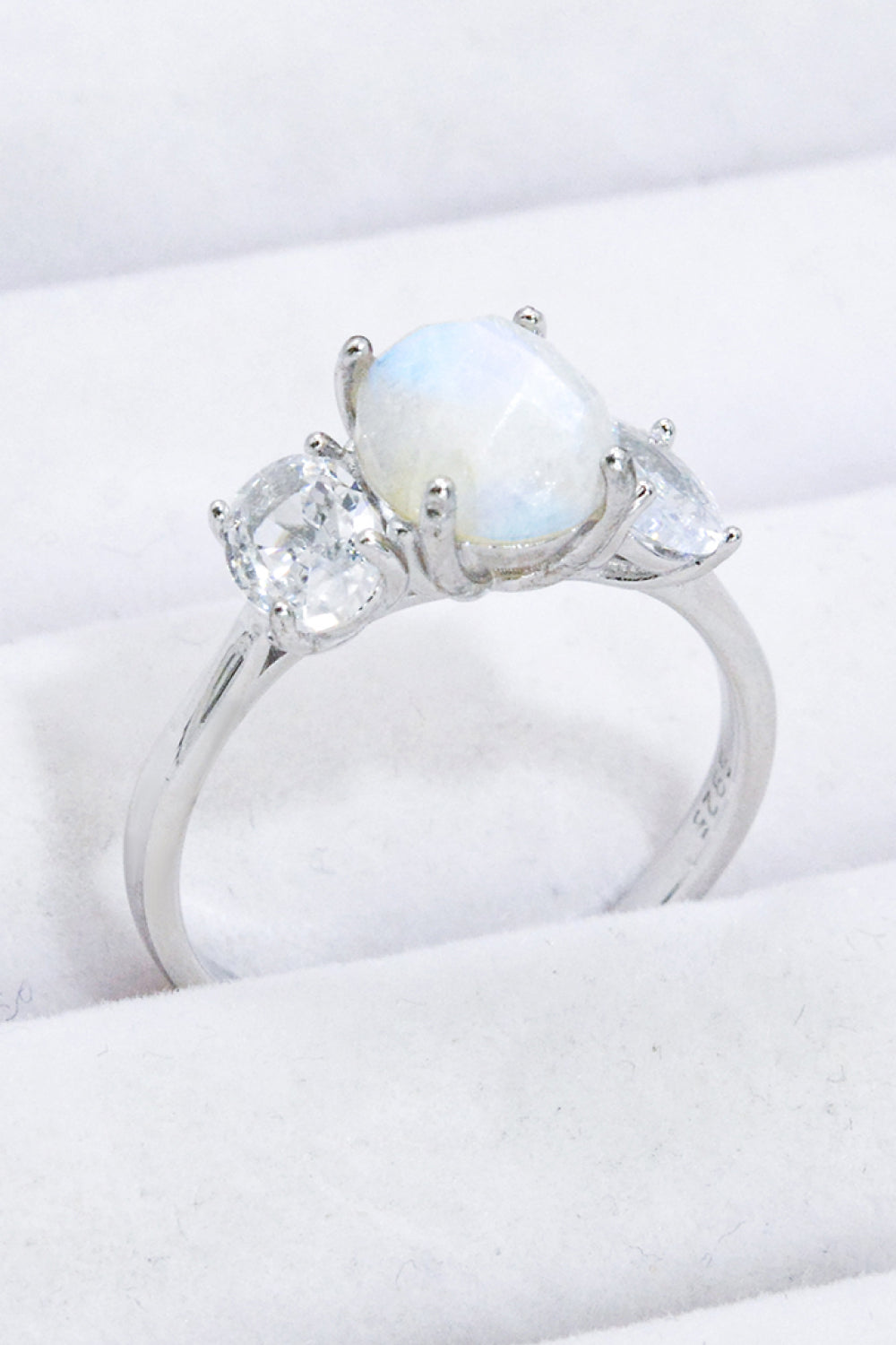 Natural Moonstone and Zircon Ring-Teresa&#39;s Fashionista LLC