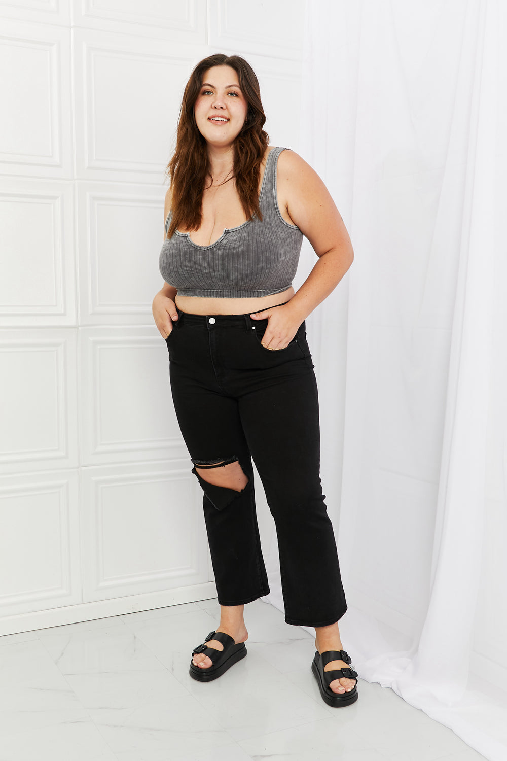 RISEN Full Size Yasmin Relaxed Distressed Jeans-Teresa&#39;s Fashionista LLC