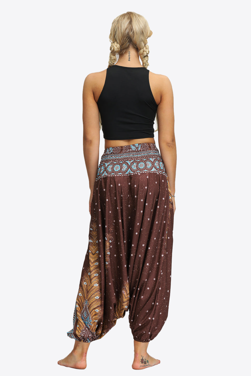 Printed Smocked Waist Harem Pants-Teresa&#39;s Fashionista LLC