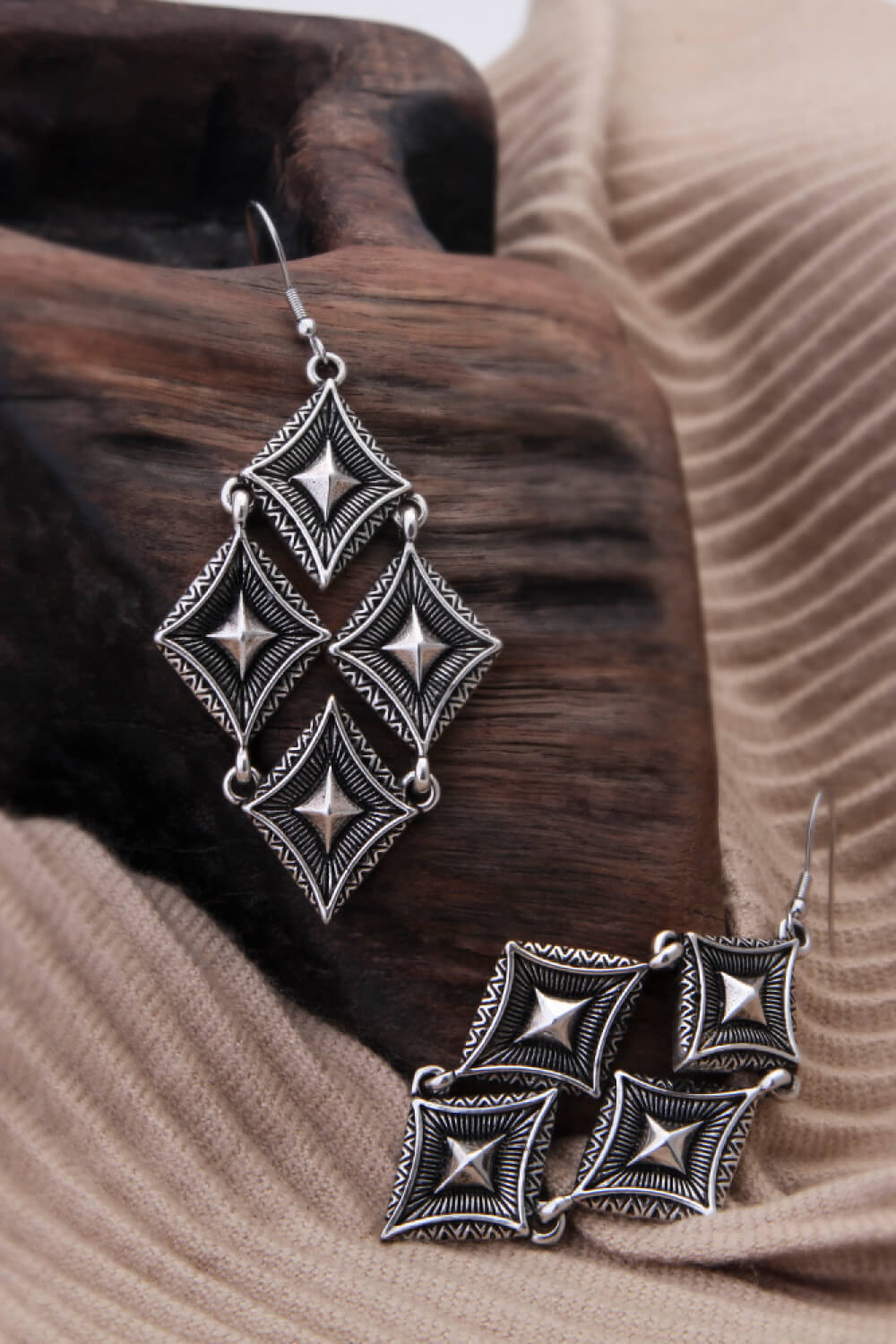 Stainless Steel Geometric Dangle Earrings-Teresa&#39;s Fashionista LLC