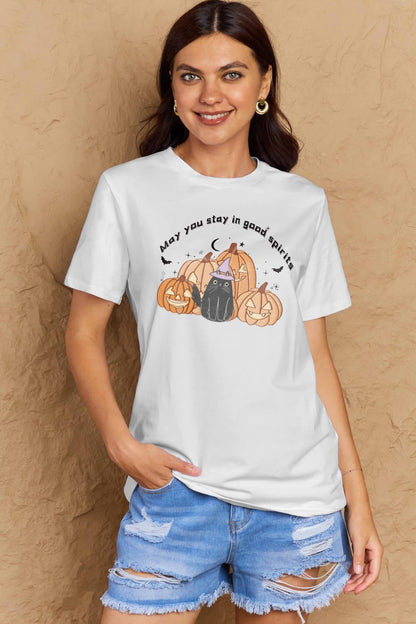 Simply Love Full Size MAY YOU STAY IN GOOD SPIRITS Graphic Cotton T-Shirt-Teresa&#39;s Fashionista LLC