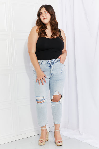 Vervet by Flying Monkey Stand Out Full Size Distressed Cropped Jeans-Teresa&#39;s Fashionista LLC