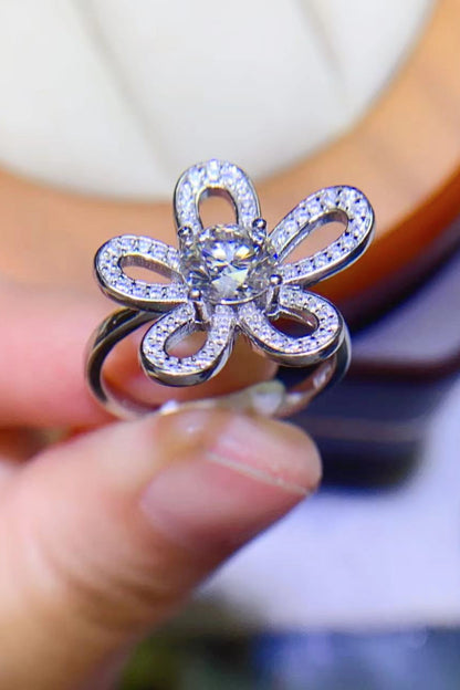 1 Carat Moissanite Flower-Shape Open Ring-Teresa&#39;s Fashionista LLC