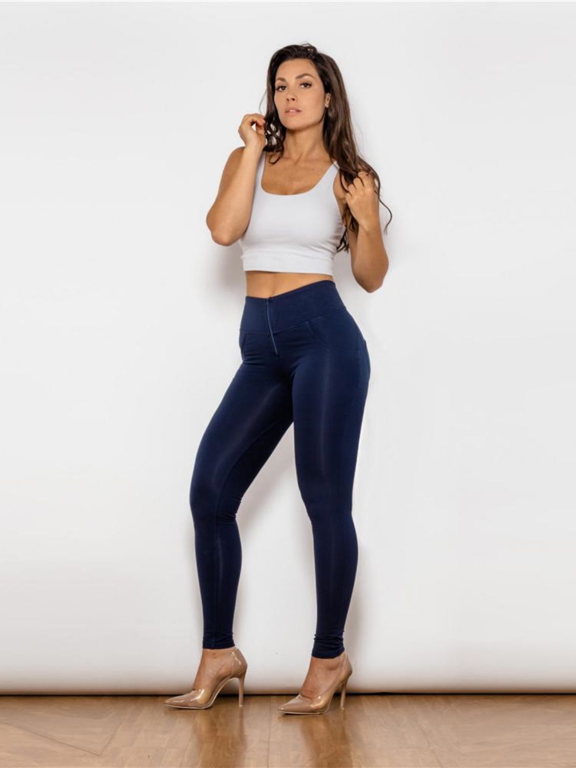 Full Size Zip Detail High Waist Leggings-Teresa&#39;s Fashionista LLC