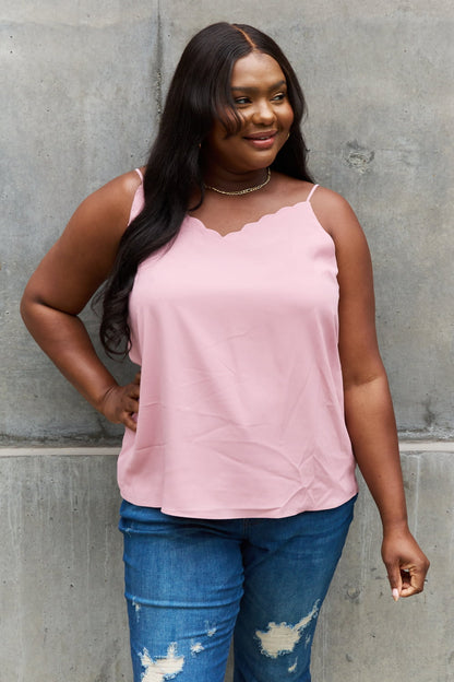 Sweet Lovely By Jen Full Size Scalloped Cami in Rosewood-Teresa&#39;s Fashionista LLC