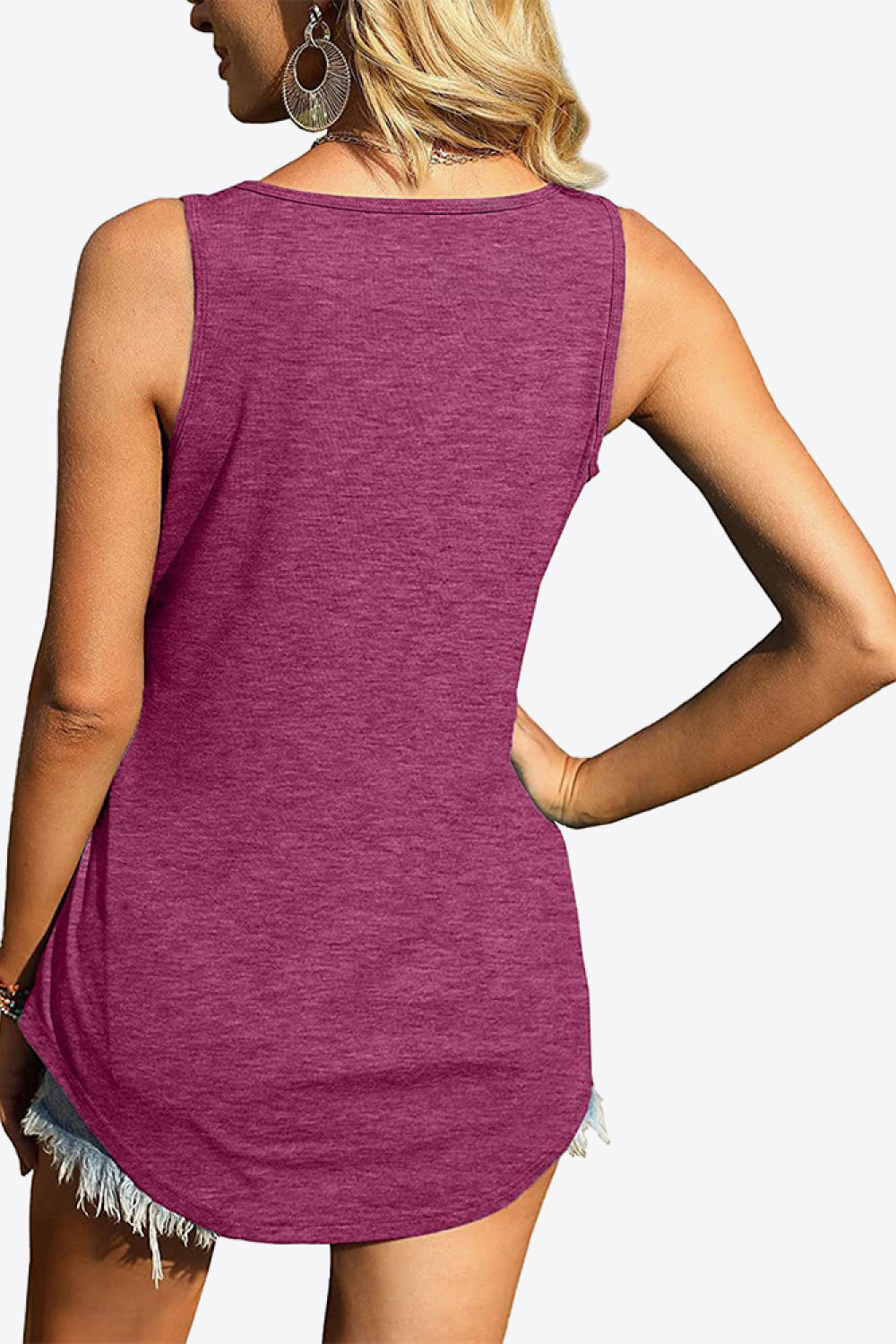 Curved Hem Square Neck Tank-Teresa&#39;s Fashionista LLC