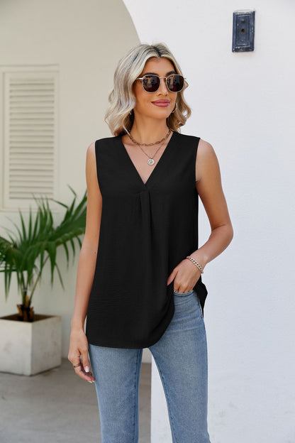 V-Neck Tunic Tank Top-Teresa&#39;s Fashionista LLC