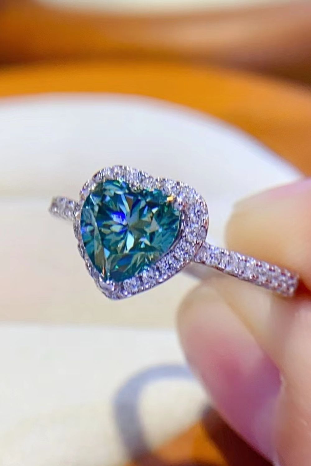 1-Carat Moissanite Heart Ring-Teresa&#39;s Fashionista LLC