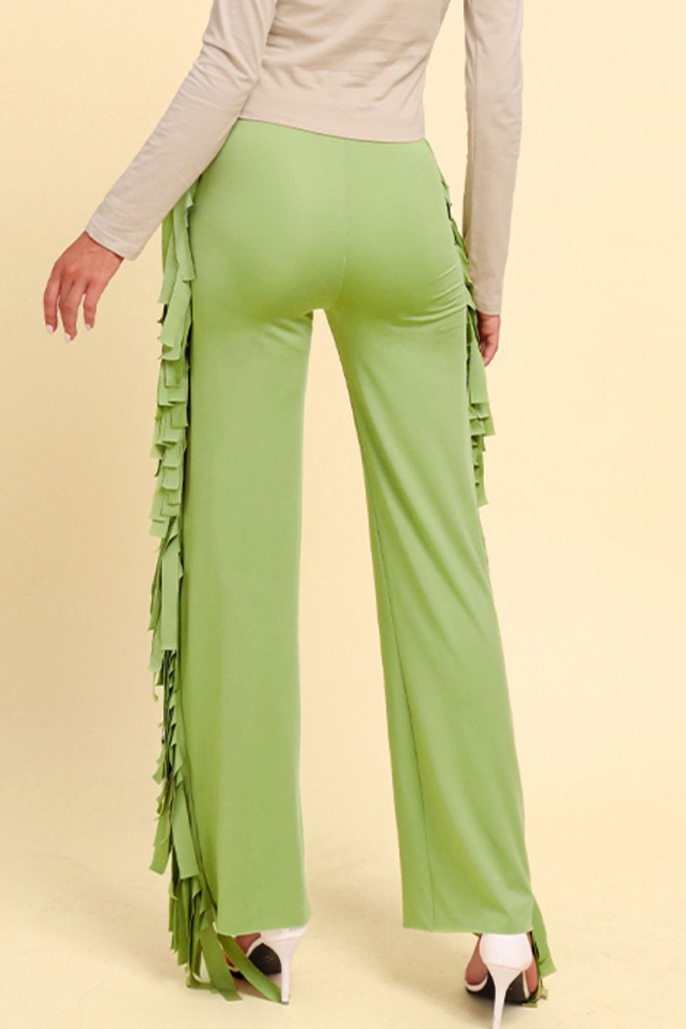 Fringe Trim Wide Leg Pants-Teresa&#39;s Fashionista LLC