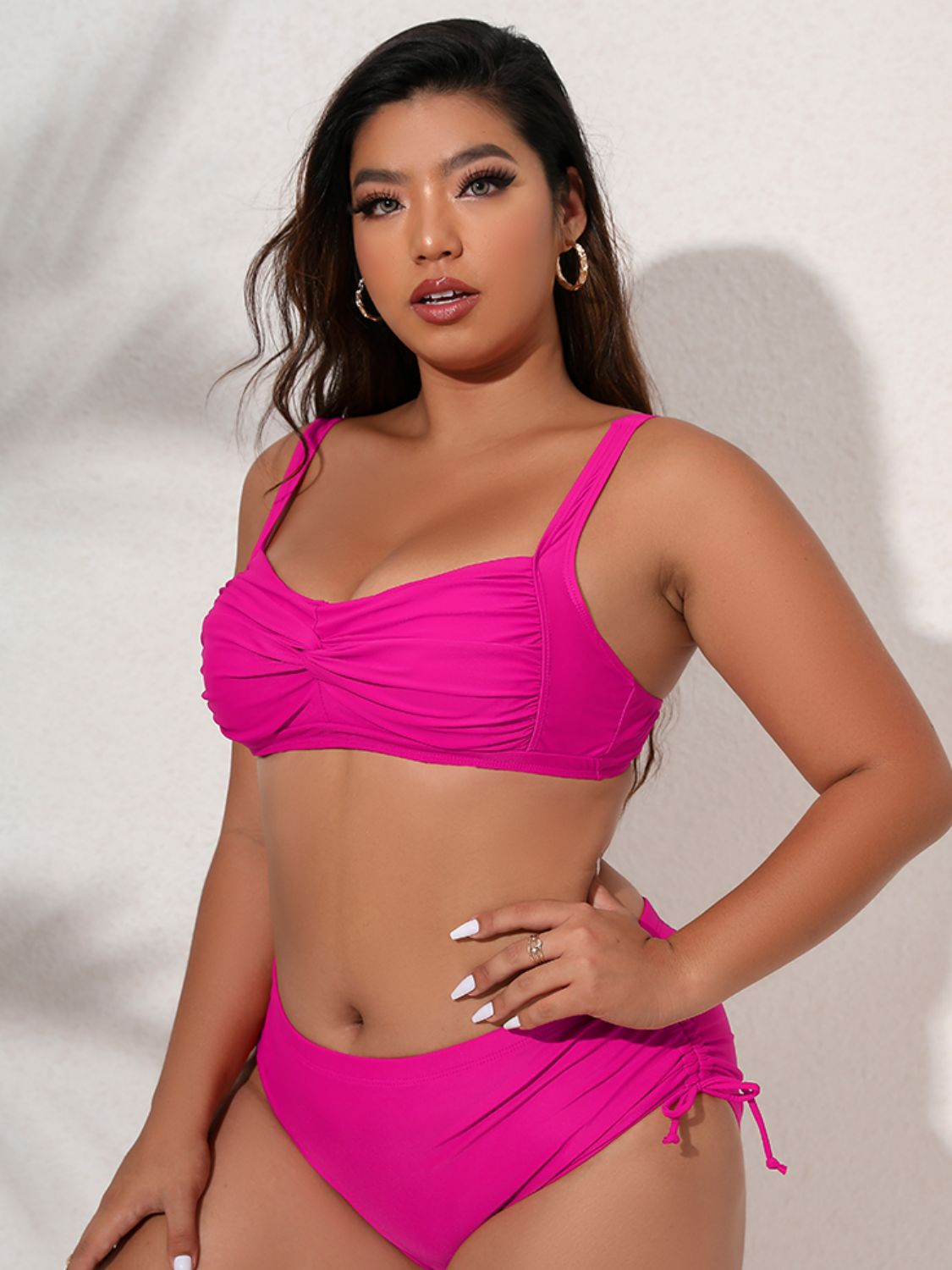 Plus Size Twist Front Tied Bikini Set-Teresa&#39;s Fashionista LLC