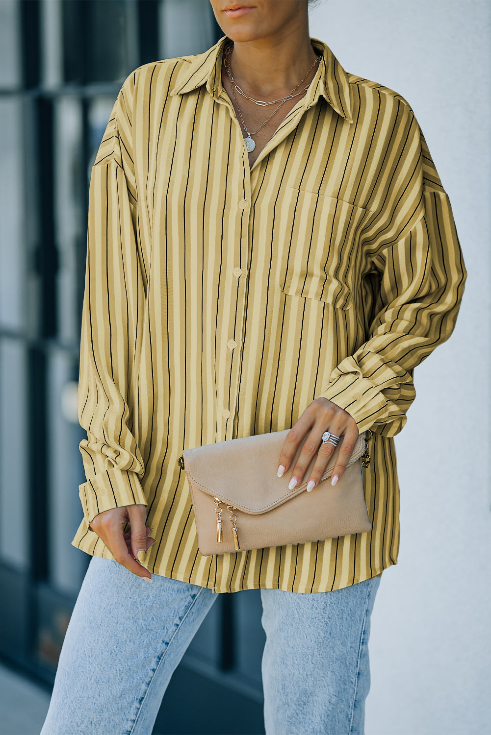 Striped Button-Up Dropped Shoulder Shirt-Teresa&#39;s Fashionista LLC