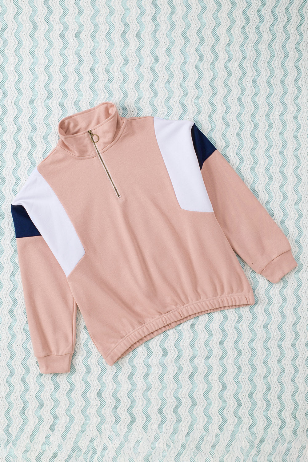 Color Block Quarter Zip Sweatshirt-Teresa&#39;s Fashionista LLC