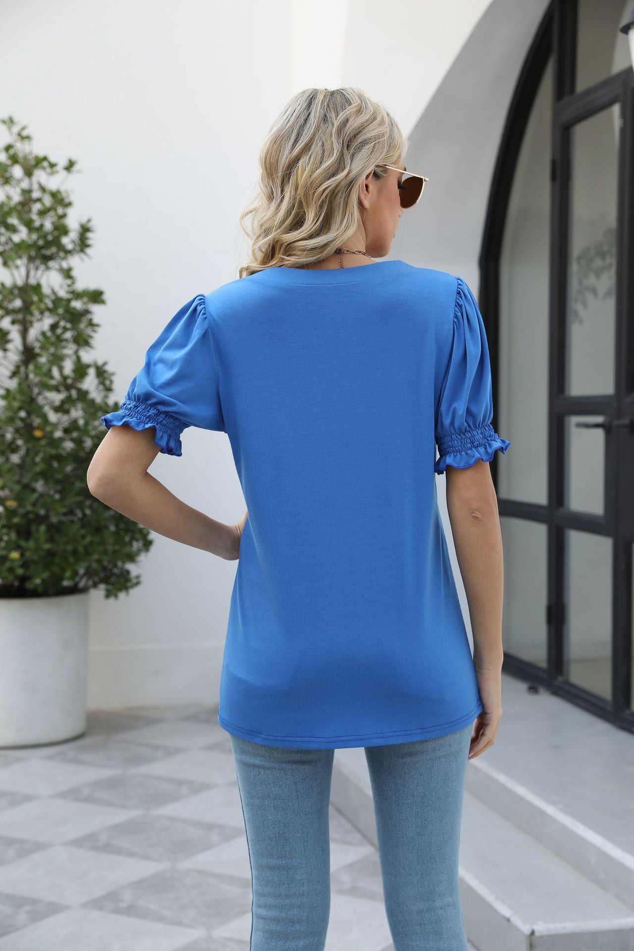 Square Neck Flounce Sleeve Top-Teresa&#39;s Fashionista LLC