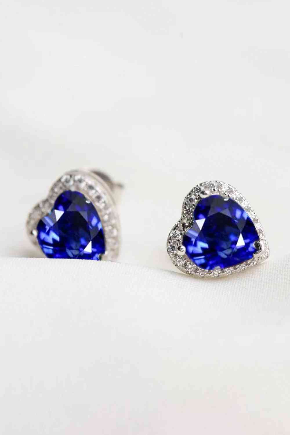 4 Carat Moissanite Heart-Shaped Stud Earrings-Teresa&#39;s Fashionista LLC