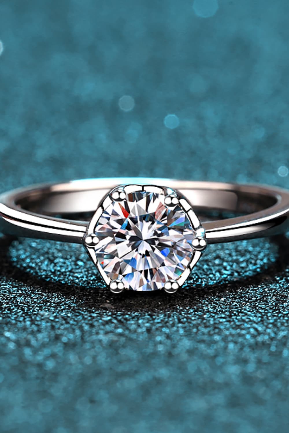 1 Carat Moissanite Rhodium-Plated Solitaire Ring-Teresa&#39;s Fashionista LLC