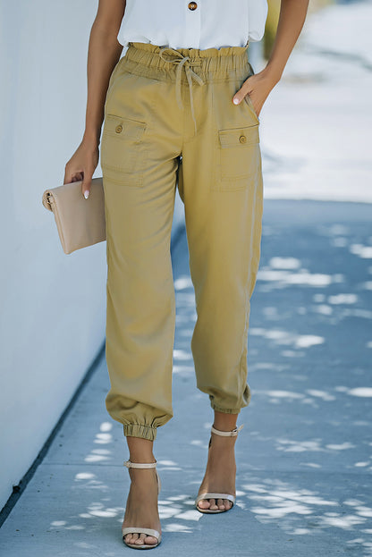 Paperbag Waist Joggers with Pockets-Teresa&#39;s Fashionista LLC