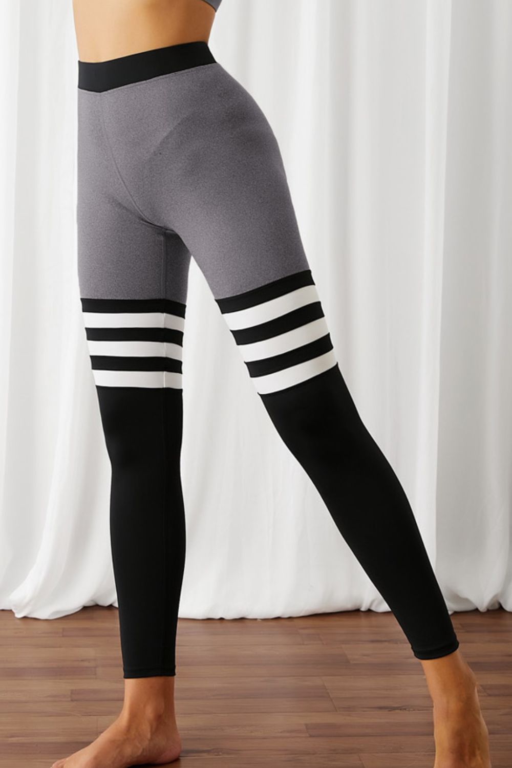 Color Block Elastic Waistband Active Leggings-Teresa&#39;s Fashionista LLC