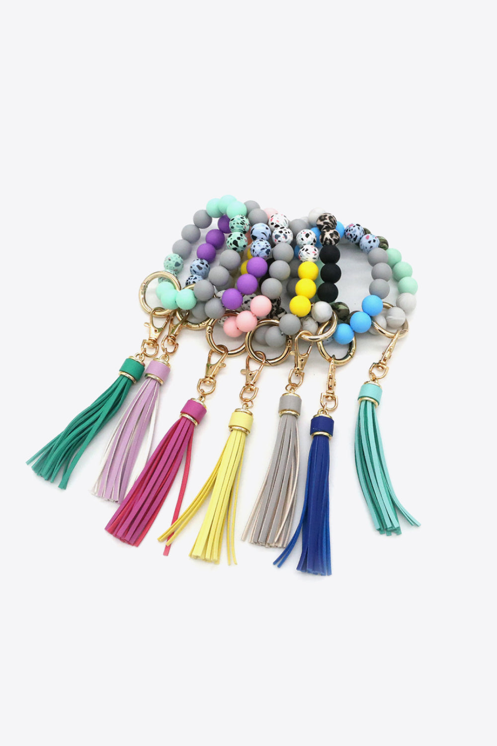 Assorted 2-Pack Multicolored Beaded Tassel Keychain-Teresa&#39;s Fashionista LLC