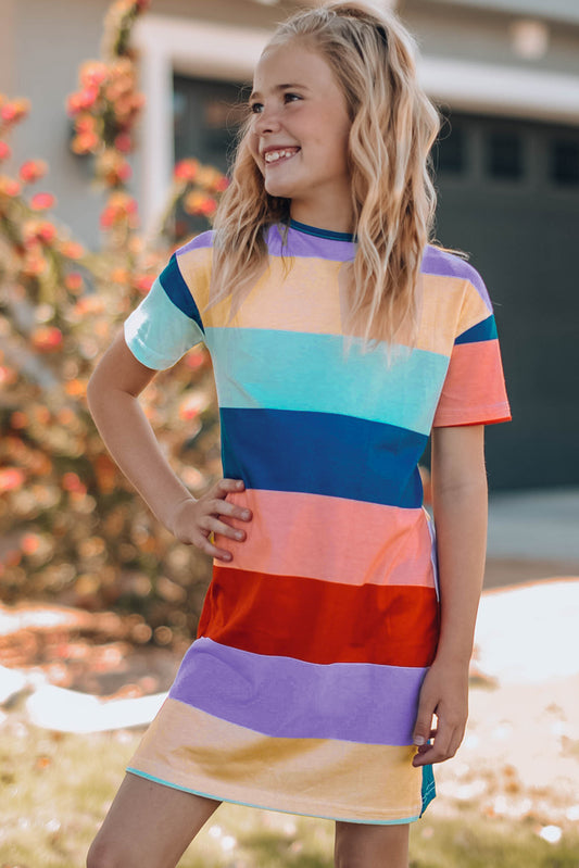 Girls Color Block Side Slit Mini Dress-Teresa&#39;s Fashionista LLC