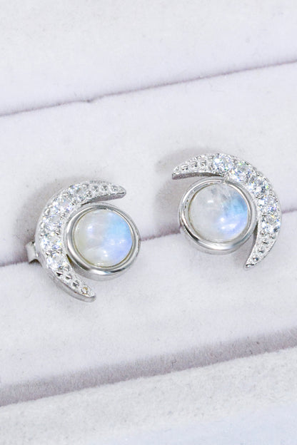 925 Sterling Silver Moonstone Stud Earrings-Teresa&#39;s Fashionista LLC